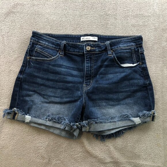 KanCan Womens Jeans Shorts Size 31 Distressed Cuffed Classic Blue Denim Casual - Picture 10 of 11